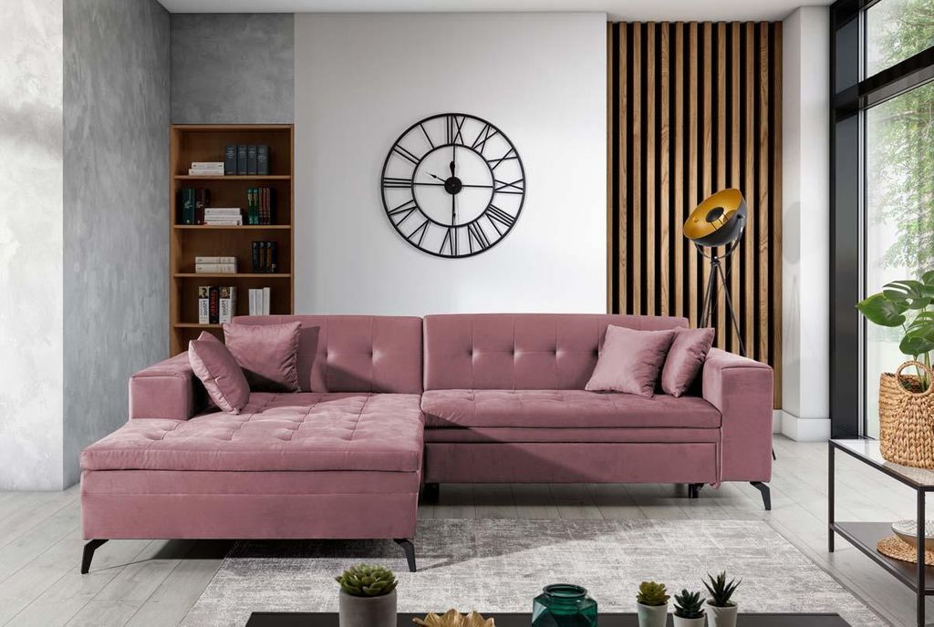 Solange Ecksofa 292 x 196 cm Rosa (Kunstleder)