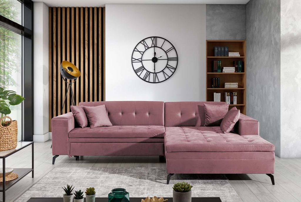 Solange Ecksofa 292 x 196 cm Rosa (Kunstleder)