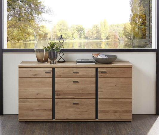 SONOS Sideboard Artisan Eiche massiv, Absetzung schwarz matt