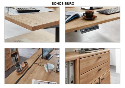 Sonos Winkelschreibtisch 185 x 177 cm höhenverstellbar Altesche