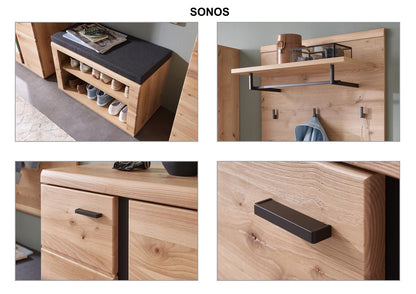 Sonos Garderobenschrank mit einer Spiegeltüre Altesche massiv / Artisan Eiche