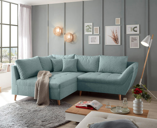 Split Ecksofa 251 x 173 cm, mit Zierkissen Mint