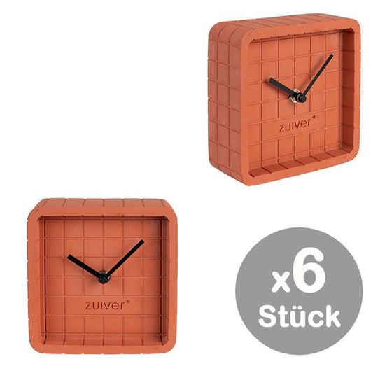 6x Uhr CUTE Beton / Braun