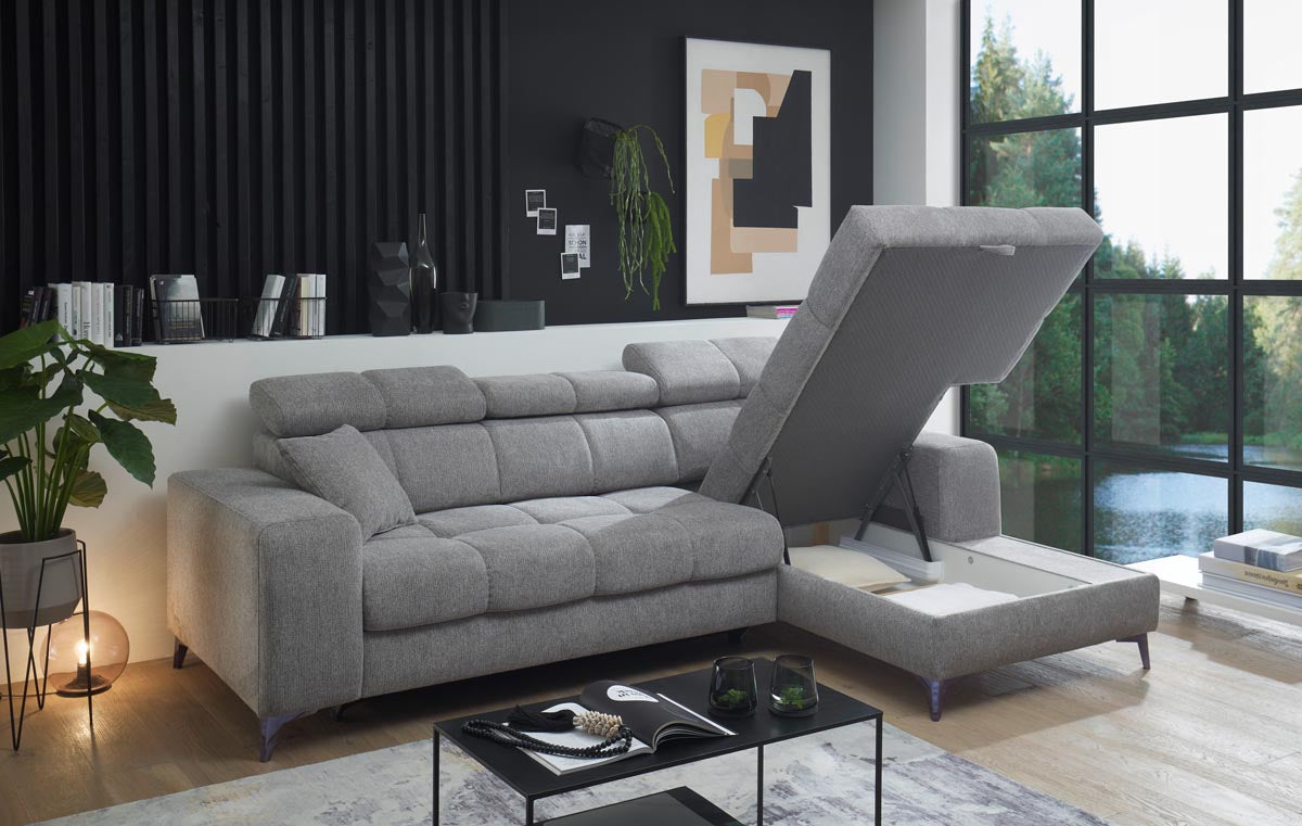 Sydney Ecksofa 268 x 172 cm, Funktion wählbar, Taupe