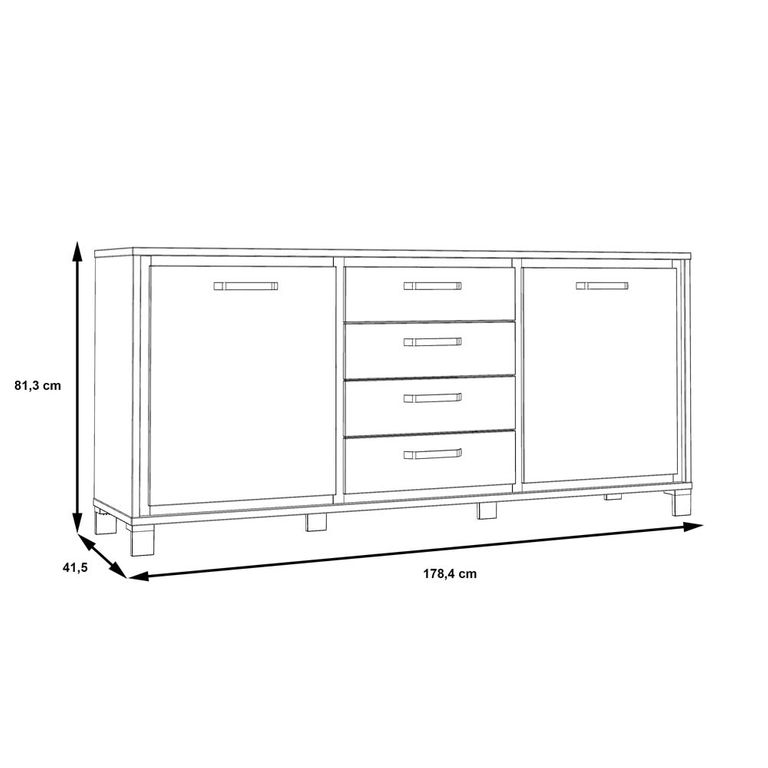 TRONDHEIM Sideboard Artisan Eiche / Schwarz