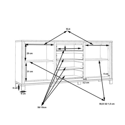 TRONDHEIM Sideboard Artisan Eiche / Schwarz