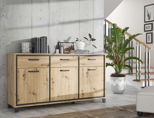 TRONDHEIM Sideboard Artisan Eiche / Schwarz