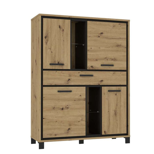 TRONDHEIM Highboard Artisan Eiche / Schwarz Eiche