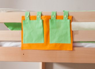 Stofftasche Seitentasche Hängetasche für Hochbett Etagenbett Grün/Orange - Froschkönig24