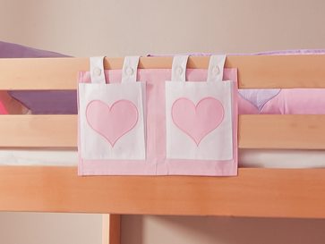 Stofftasche Seitentasche Hängetasche für Hochbett Etagenbett Rosa/Weiß - Froschkönig24