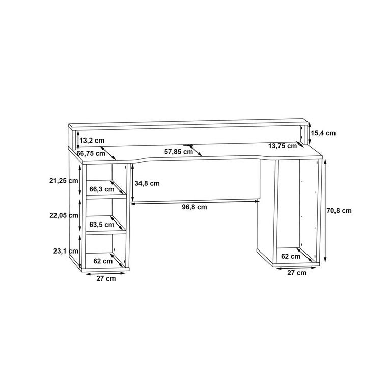 61848 TURKU Gamingschreibtisch 160x72 cm Weiß