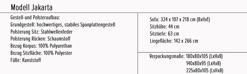 JAKARTA Wohnlandschaft m. Schlaffunktion Couch Sofa Schlafsofa Schwarz/Grau - Froschkönig24