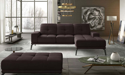 Torrense Ecksofa 265 x 175 cm Dunkelbraun (Samt - Matt)