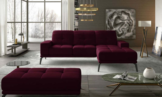 Torrense Ecksofa 265 x 175 cm Burgund (Samt - Matt)