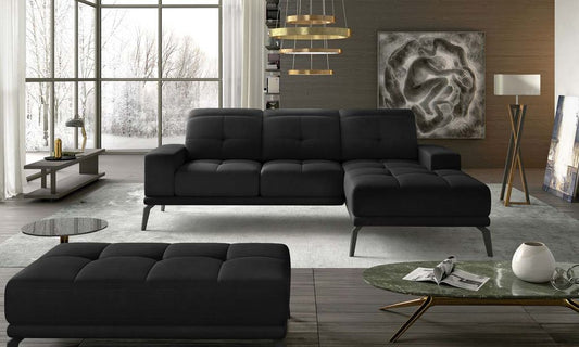 Torrense Ecksofa 265 x 175 cm Schwarz (Samt - Matt)