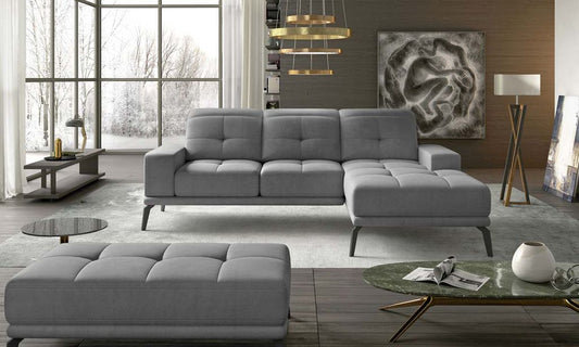 Torrense Ecksofa 265 x 175 cm Hellgrau (Samt)