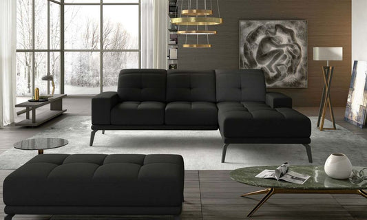 Torrense Ecksofa 265 x 175 cm Schwarz (Webstoff)