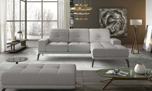 Torrense Ecksofa 265 x 175 cm Hellgrau (Webstoff - Sawana)