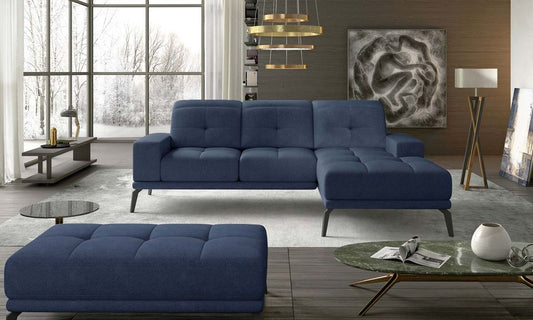 Torrense Ecksofa 265 x 175 cm Blau (Velour)