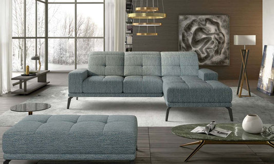 Torrense Ecksofa 265 x 175 cm Blau meliert (Velour)