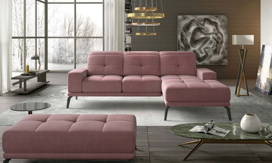 Torrense Ecksofa 265 x 175 cm Rosa (Samt - Matt)