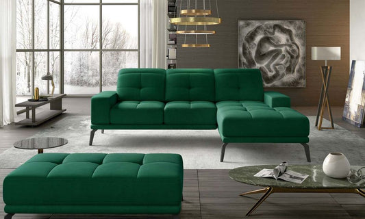 Torrense Ecksofa 265 x 175 cm Grün (Samt)