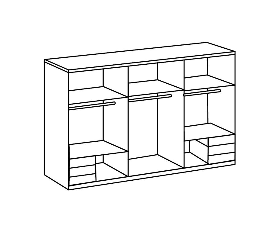 Valencia Schwebetürenschrank groß mit 6 Schubkästen Flagstaffeiche / Graphit