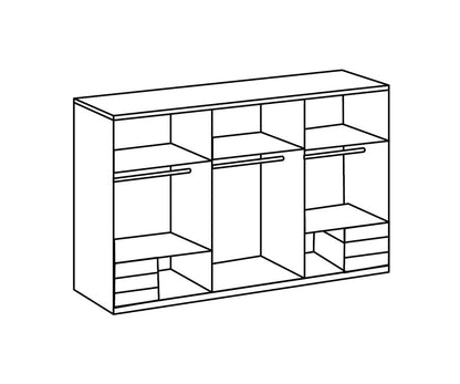 Valencia Schwebetürenschrank groß mit 6 Schubkästen Flagstaffeiche / Graphit