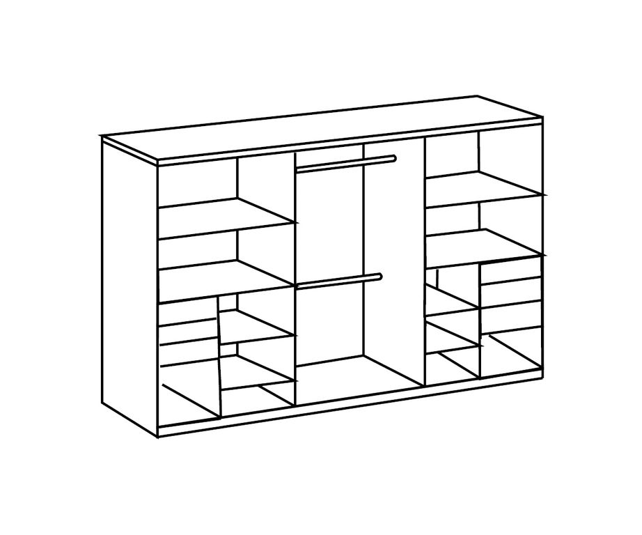 Barcelona Schwebetürenschrank mit 6 Schubkästen Graphit / Schwarz