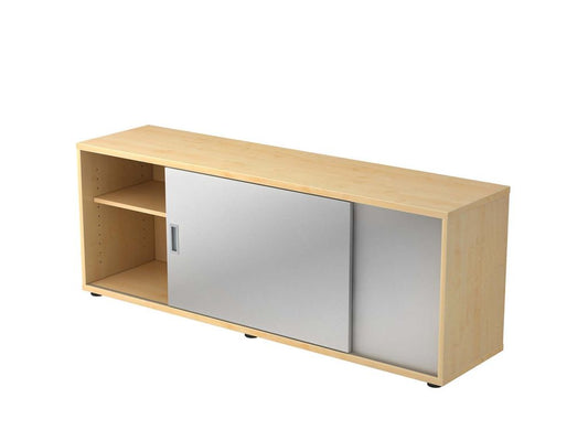 Sideboard mit Schiebetüren 160 cm Ahorn / Silber