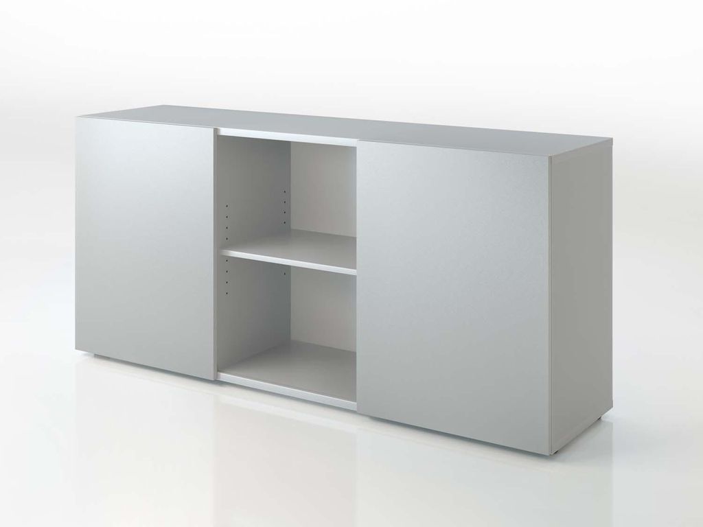 Sideboard 2OH mit Schwebetüren Grau / Silber