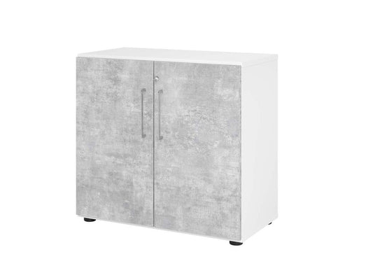 Texas Nine Aktenschrank 2OH mit Türen 80cm Weiß / Beton