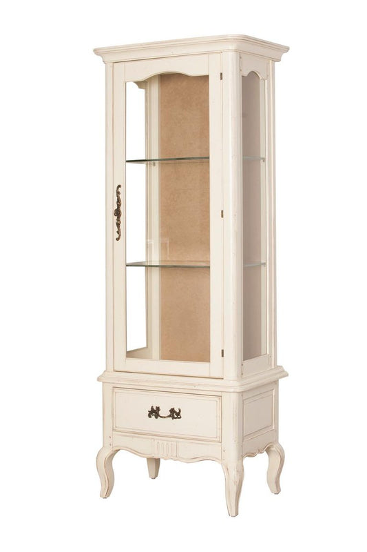 Verona Massivholz Vitrine Schmal Birke Creme