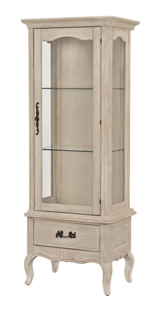 Venezia Bianco Massivholz Vitrine Schmal Birke Creme