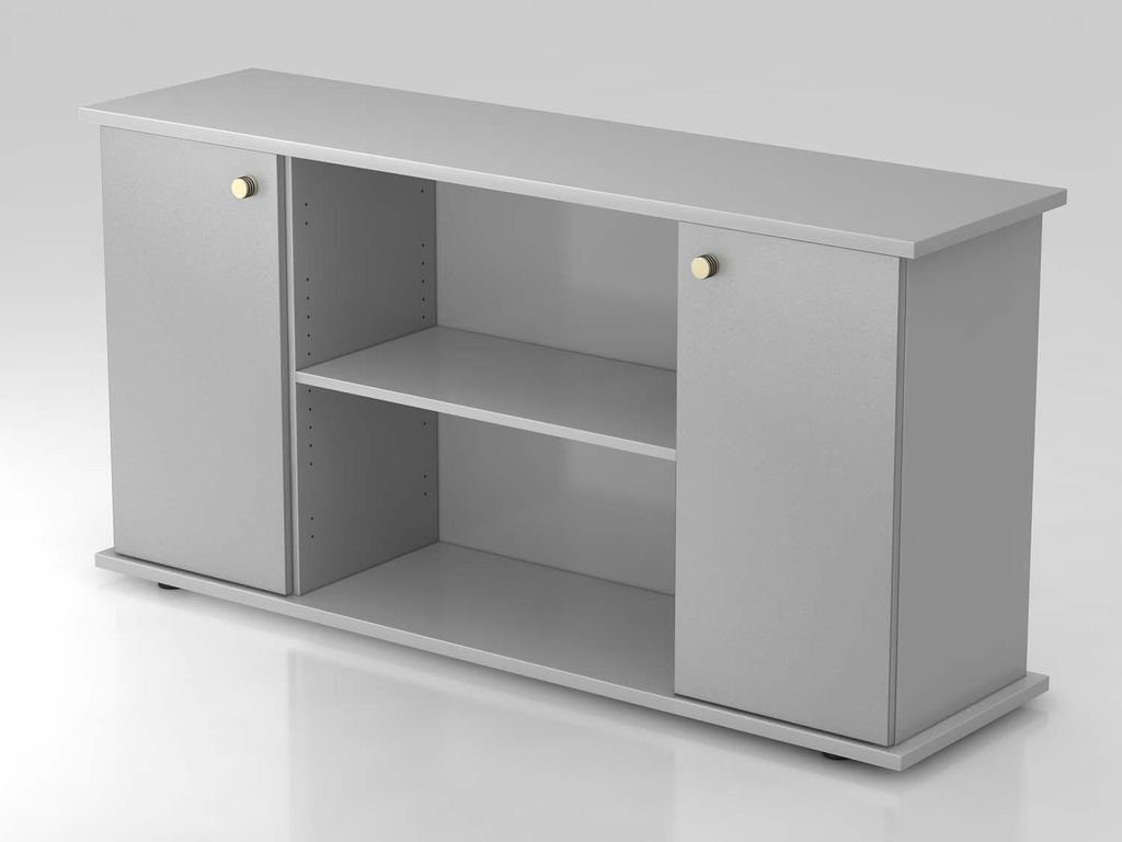 Sideboard 2OH mit Türen 166cm Grau / Silber