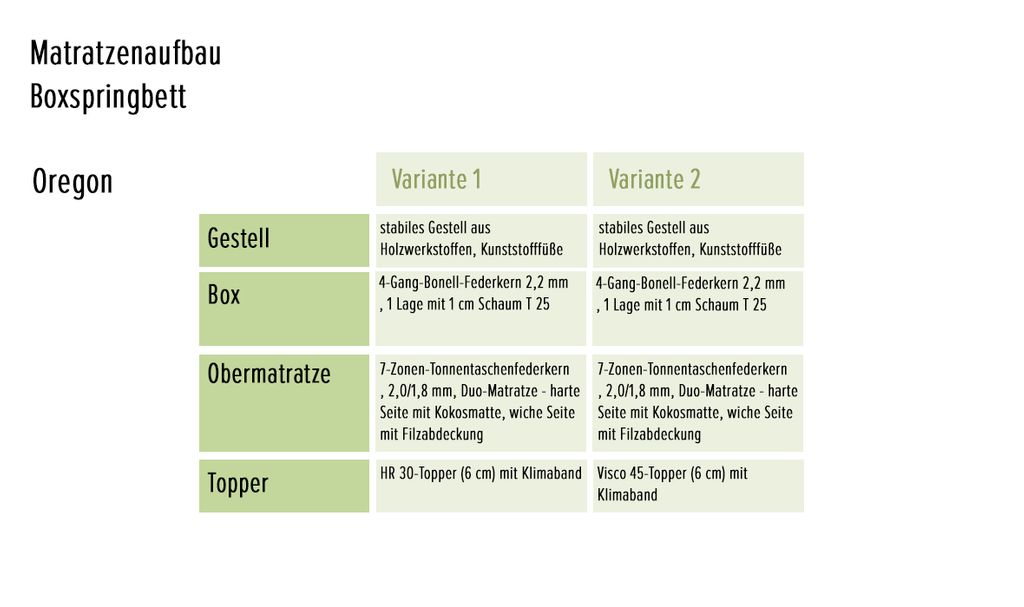 Oregon Boxspringbett 180x200 cm Grau