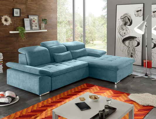 Wayne Ecksofa 276x188 cm Blau (Denim)