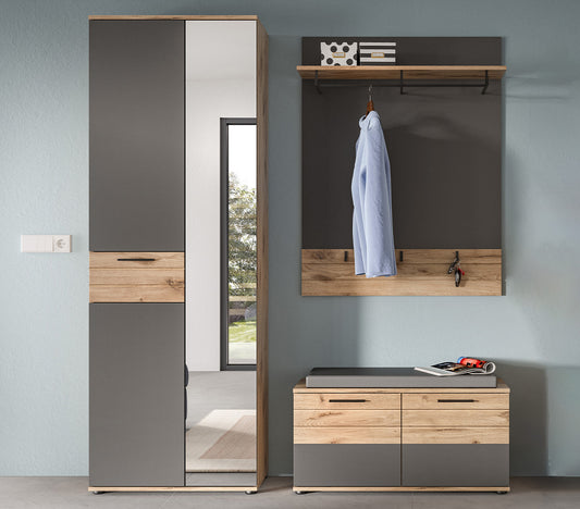 Mason Garderobenkombination 3-teilig Nox Oak / Grau