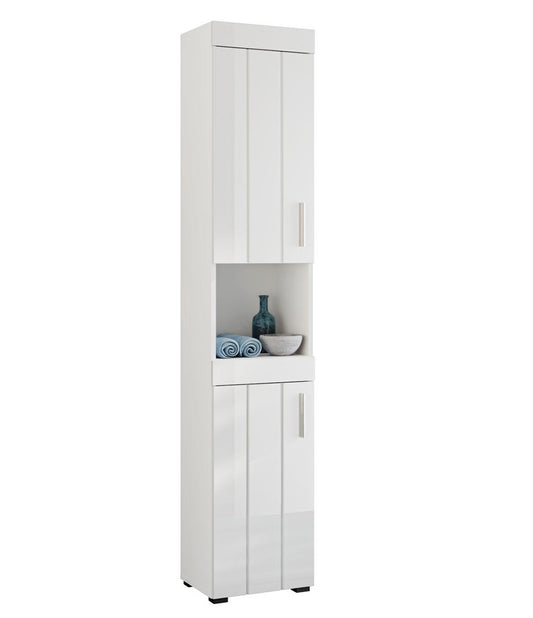 Snow Standschrank Badschrank groß Weiß / Weiß Hochglanz