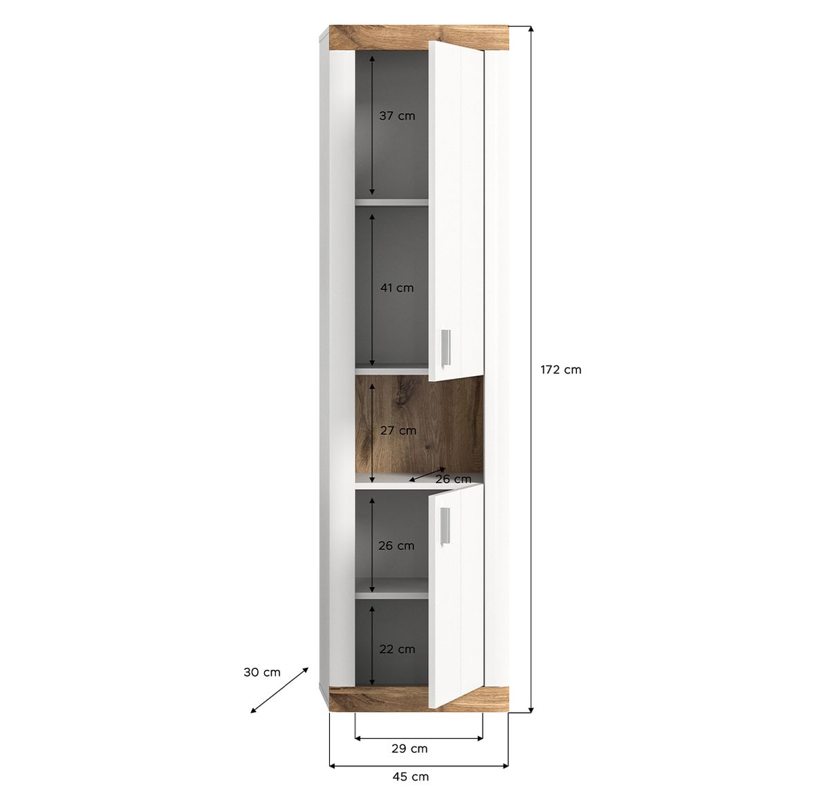 Laredo Badhängeschrank groß Weiß / Nox Oak