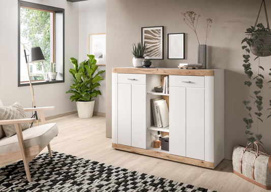 Laredo Highboard Weiß / Nox Oak