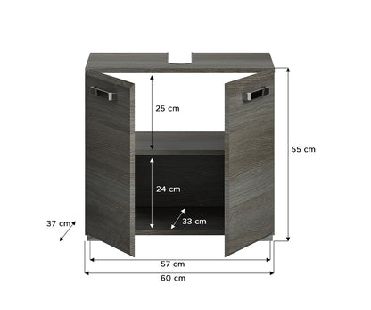 Silver Waschbeckenunterschrank 60cm Breite stehend Rauchsilber