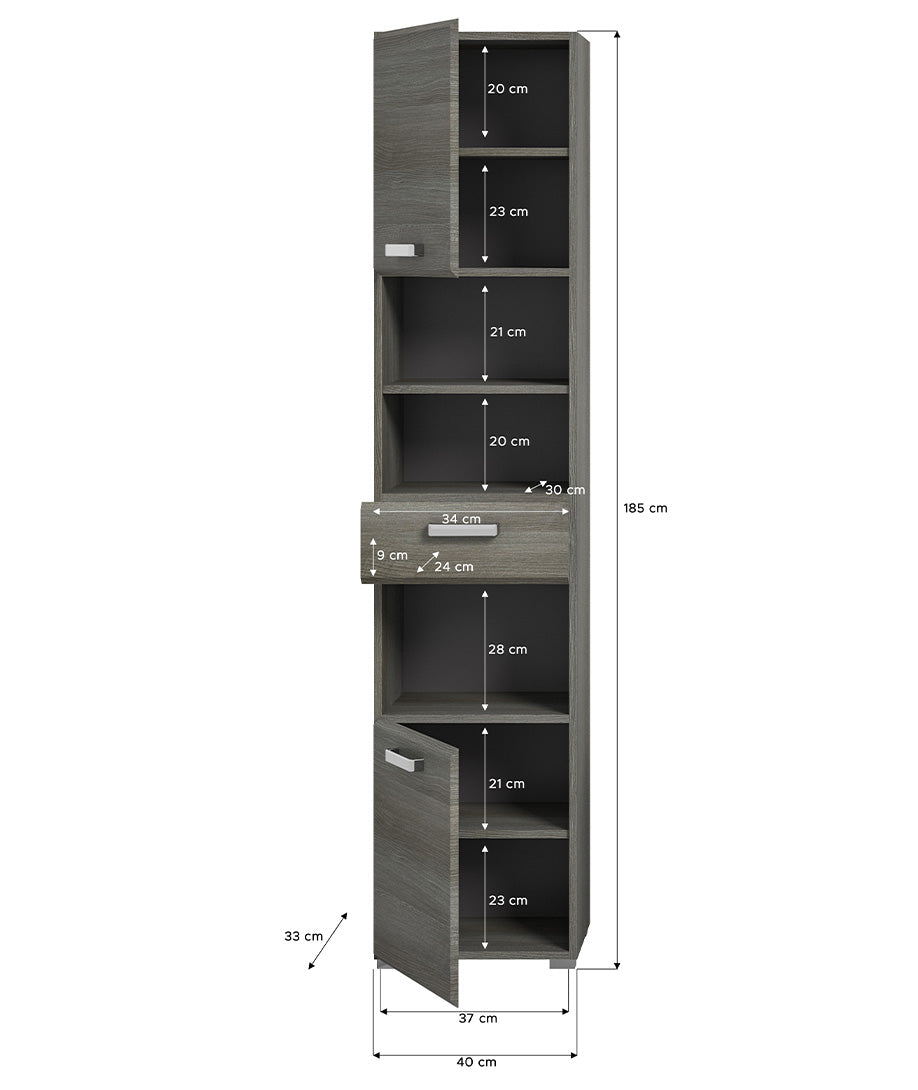 Silver Hochschrank Rauchsilber