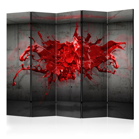 5-teiliges Paravent - Red Ink Blot II [Room Dividers] 225x172 cm