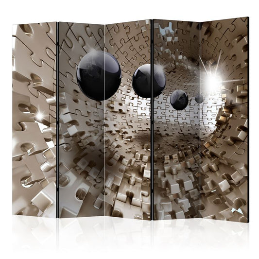 5-teiliges Paravent - Golden Jigsaw II [Room Dividers] 225x172 cm