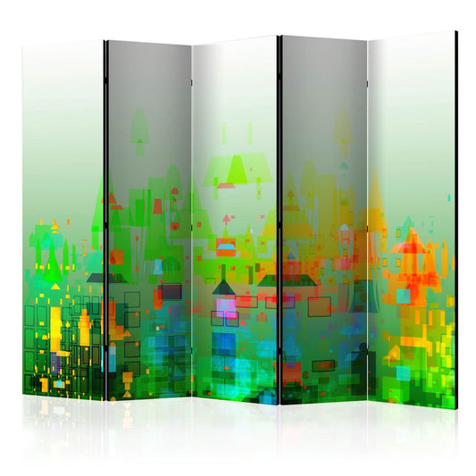 5-teiliges Paravent - Abstract City II [Room Dividers] 225x172 cm