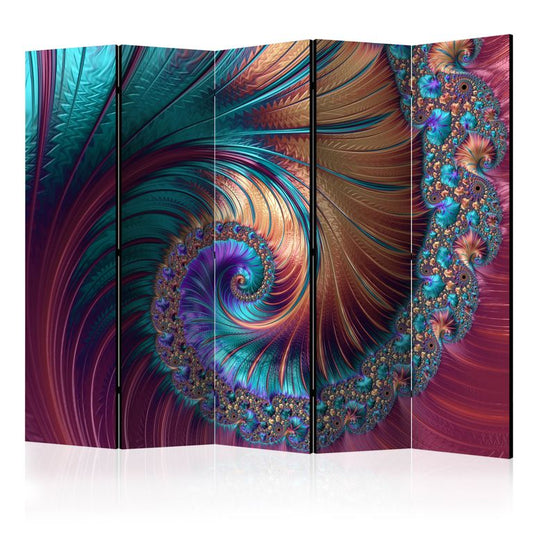 5-teiliges Paravent - Peacock Tail II [Room Dividers] 225x172 cm