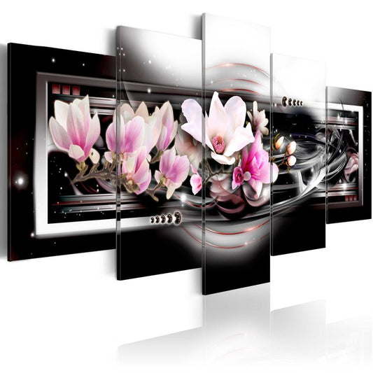 Wandbild - Magnolias on a black background