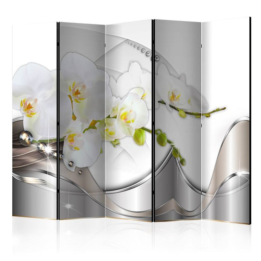 5-teiliges Paravent - Pearl Dance of Orchids II [Room Dividers] 225x172 cm