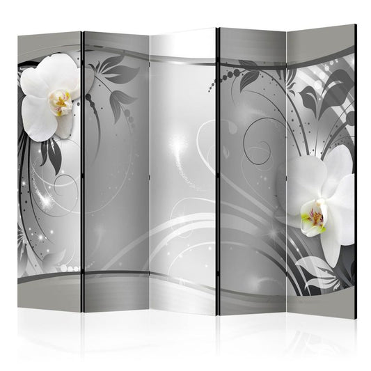 5-teiliges Paravent - Silver Abstract II [Room Dividers] 225x172 cm